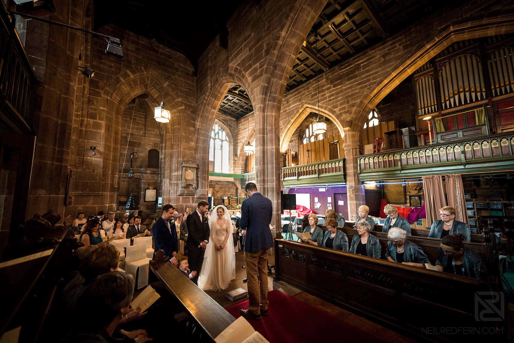 wide angle photograph of wedding ceremony
