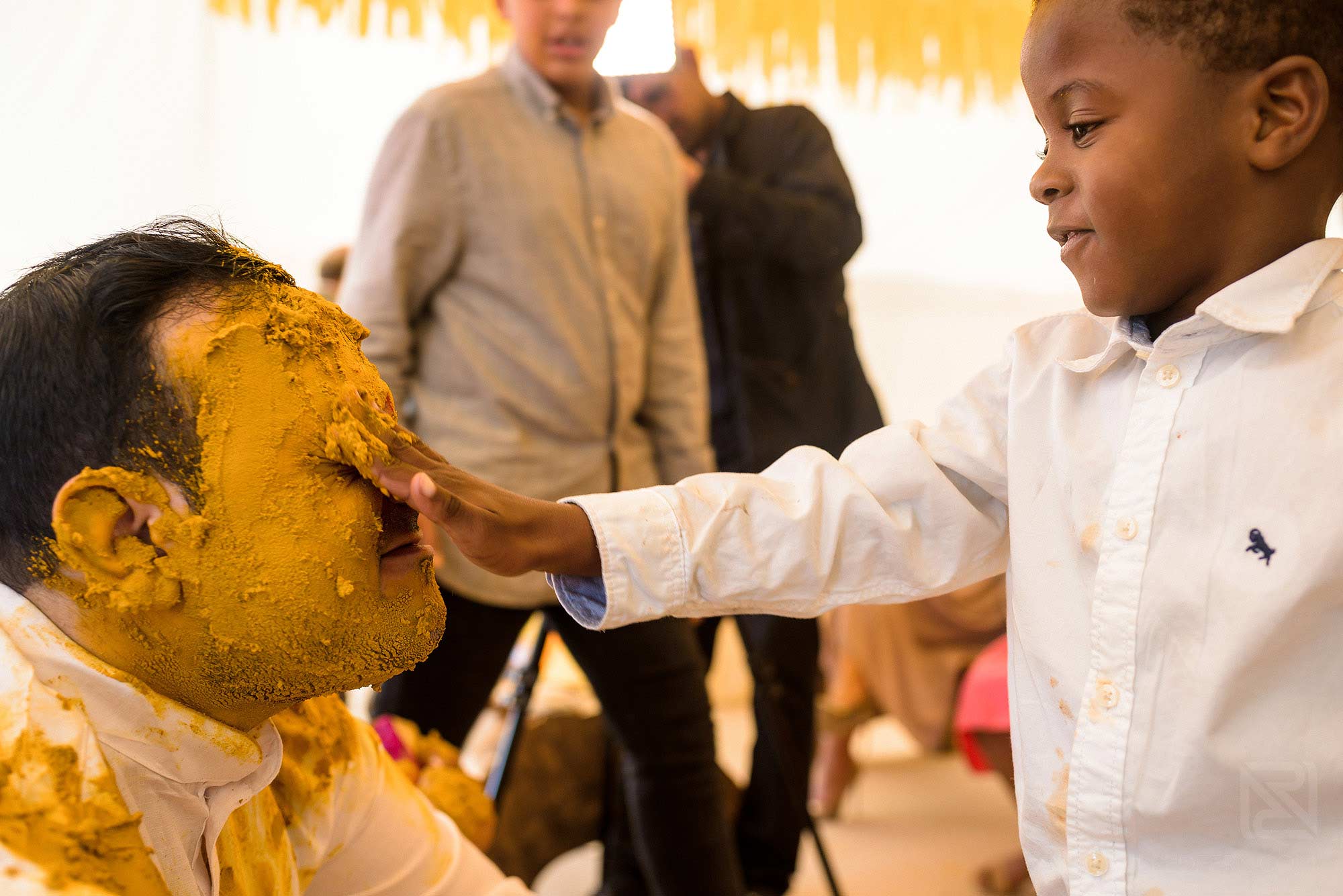 turmeric during Indian Haldi ceremony