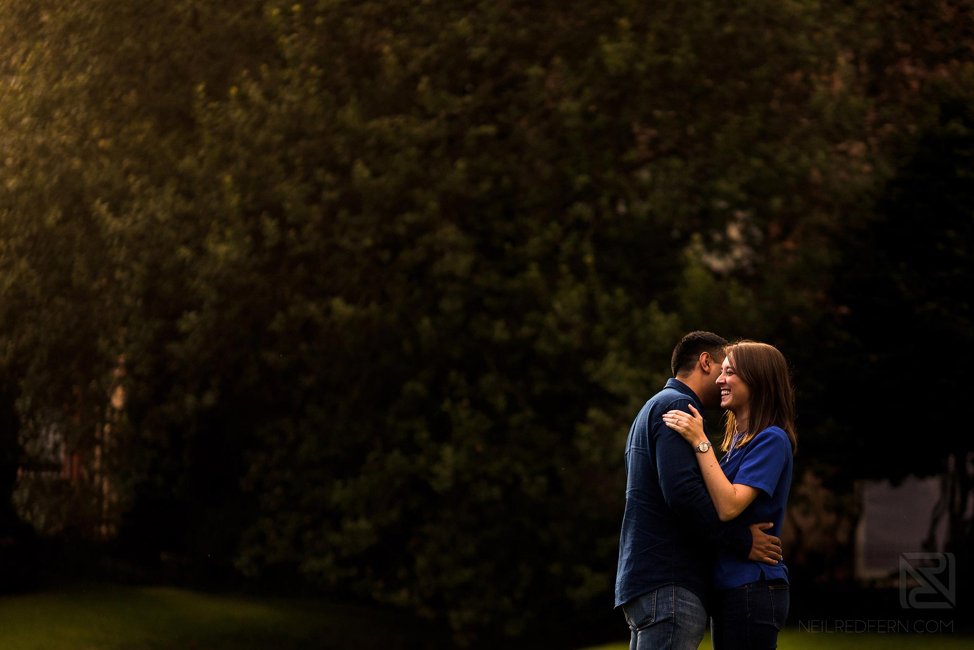 Manchester city centre engagement shoot 4 couple having fun on pre-wedding shoot