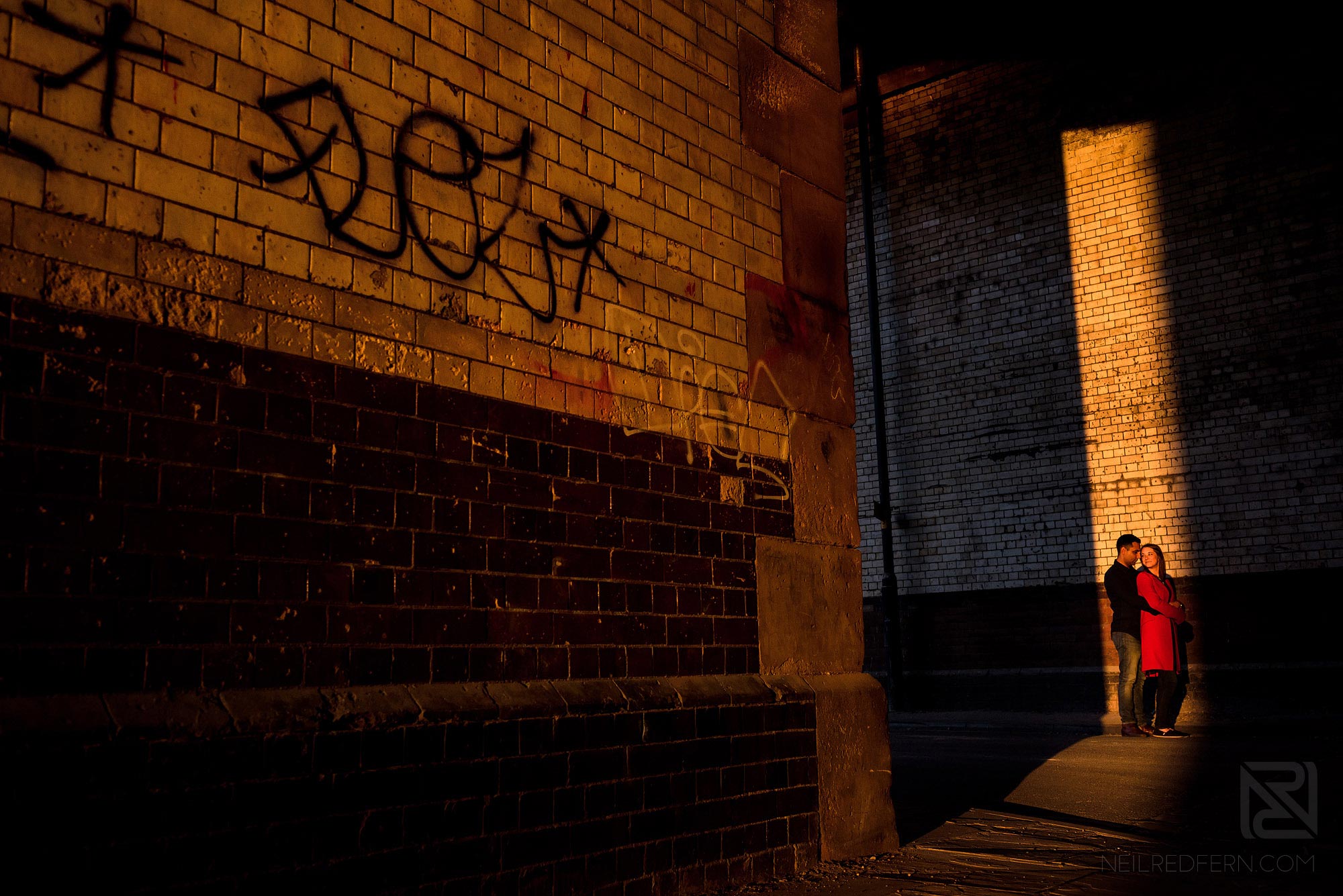 Manchester city centre engagement shoot 13 couple at sunset in Castlefield, Manchester