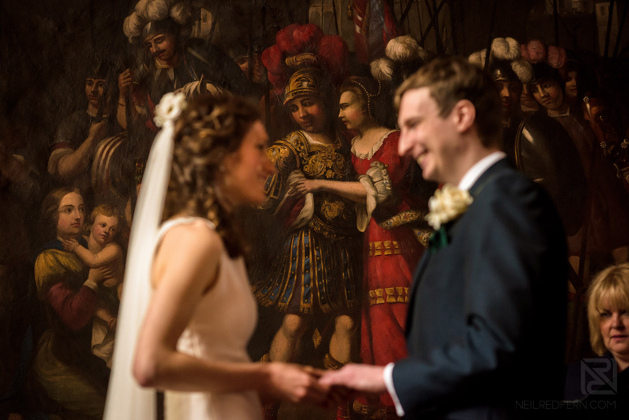Happy couple getting married in Adlington Hall