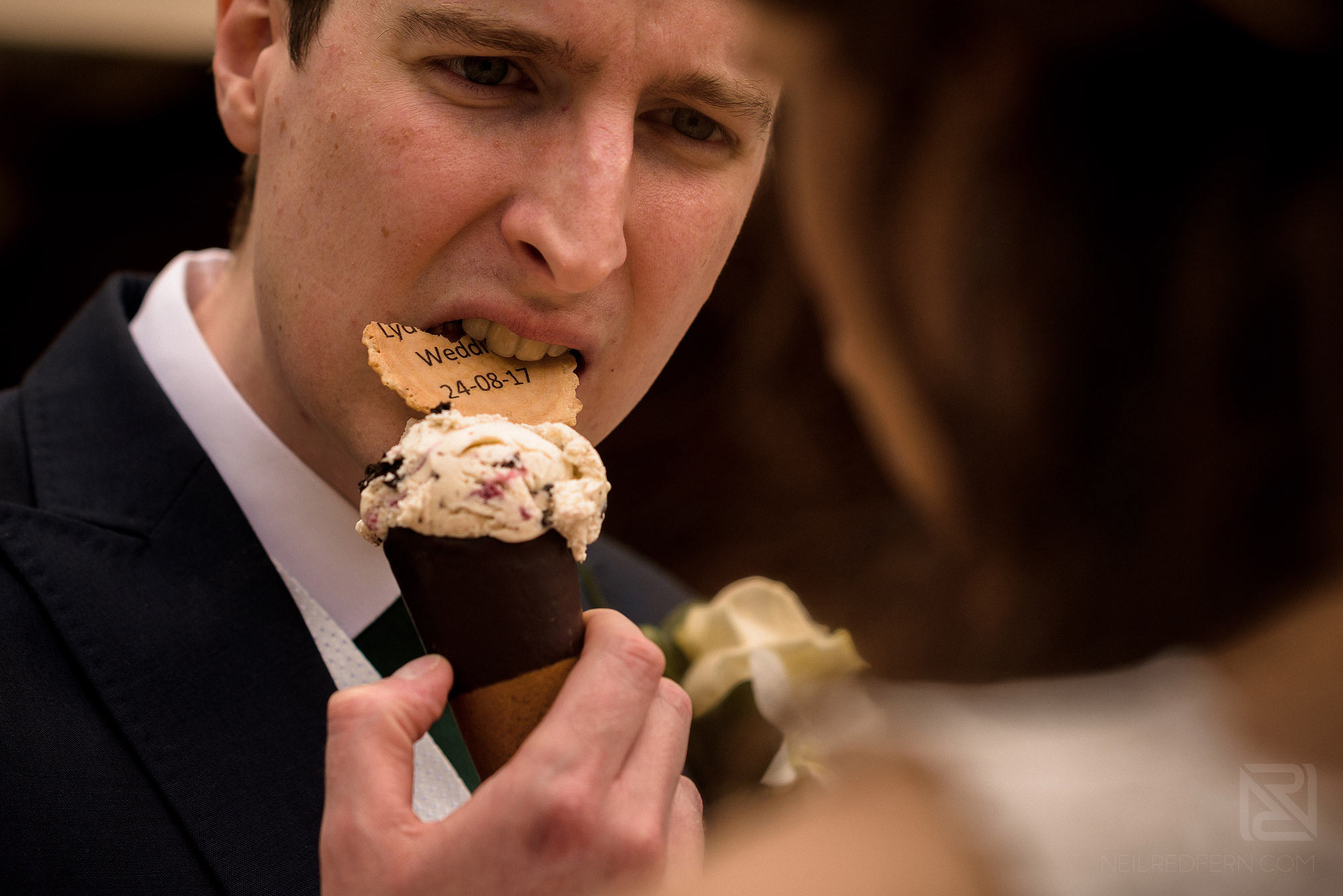 groom eating ice cream