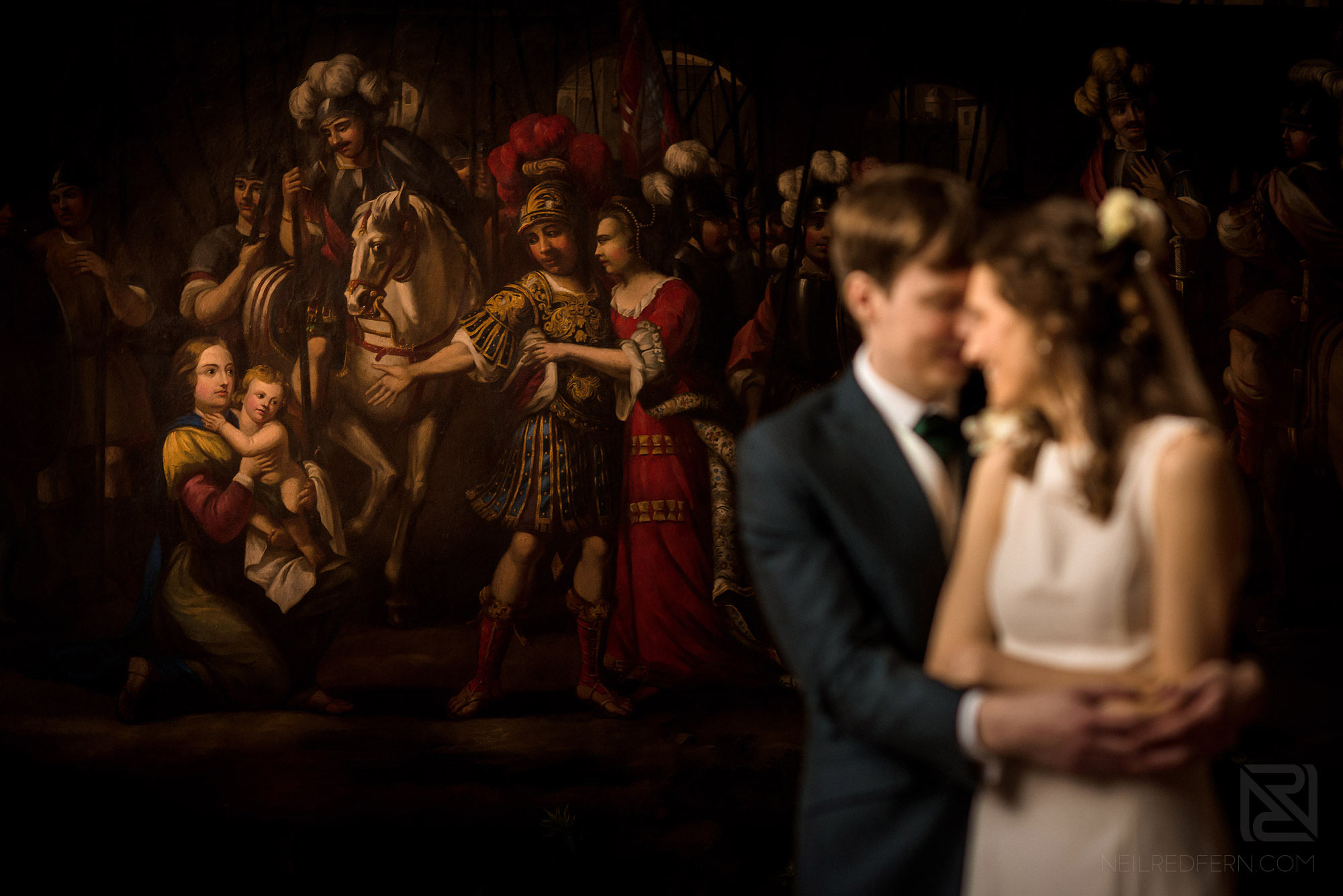bride and groom together inside Adlington Hall