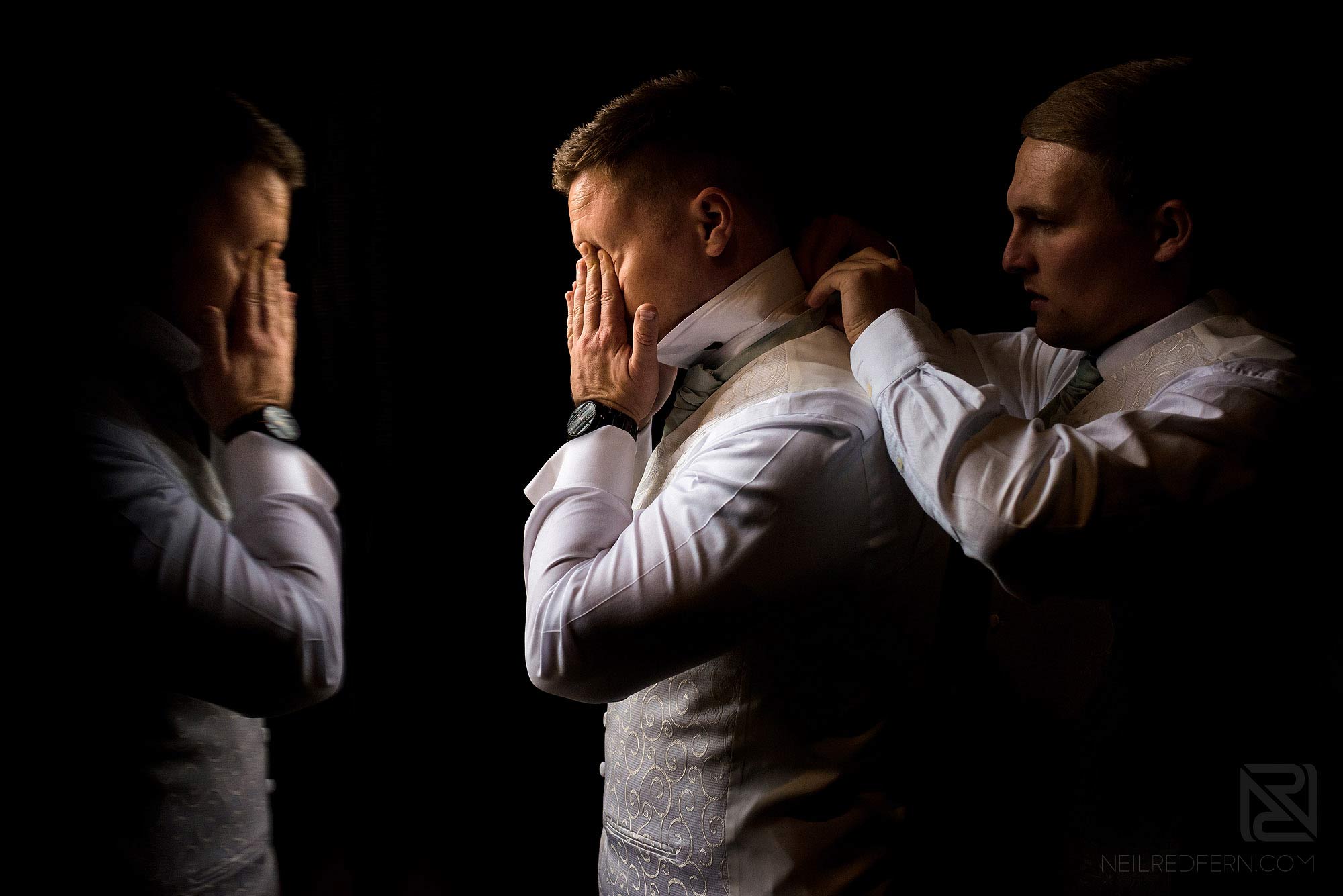 Summer wedding at Arley Hall 4 emotional groom on morning of wedding