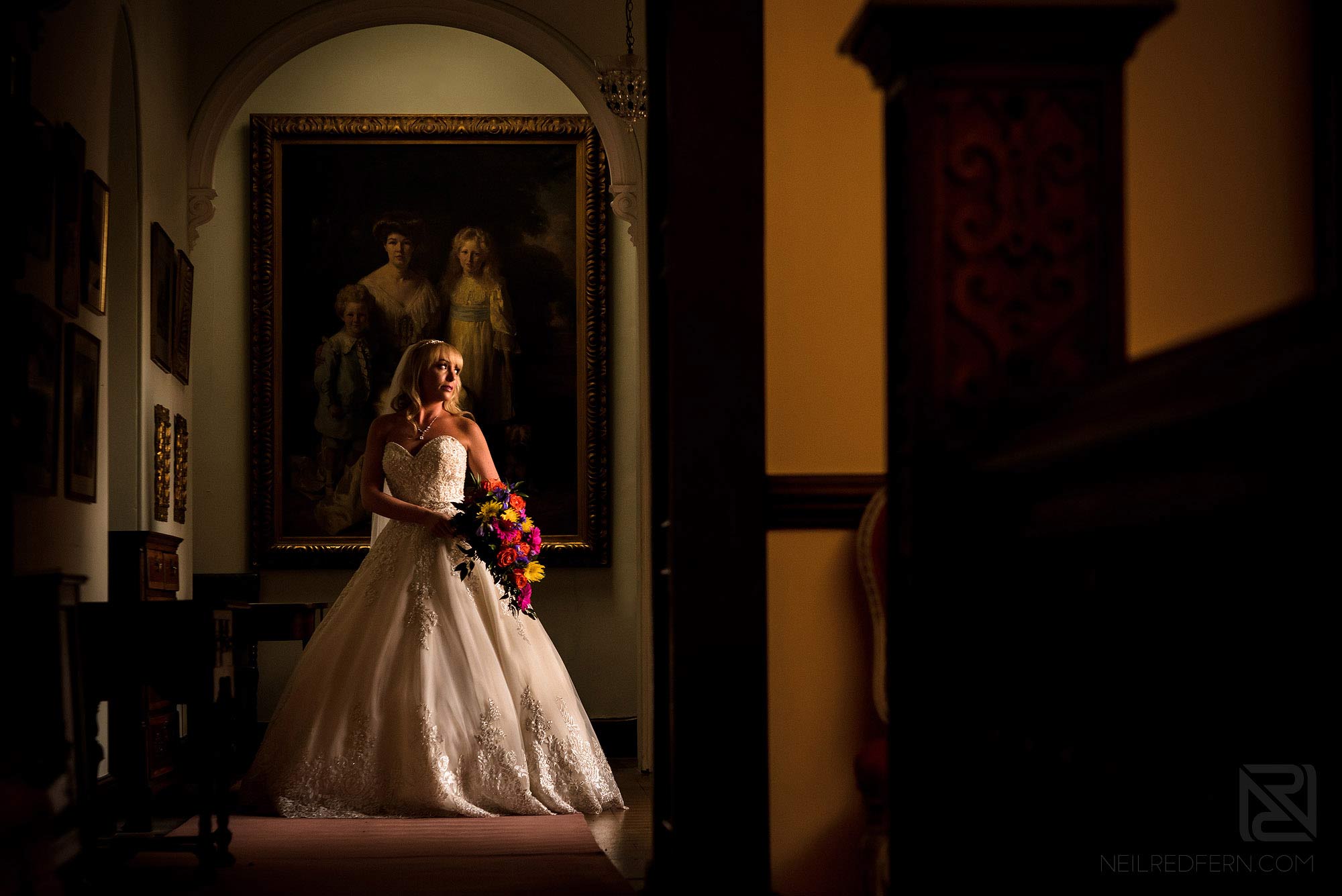 Summer wedding at Arley Hall 8 beautiful portrait of bride inside Arley Hall