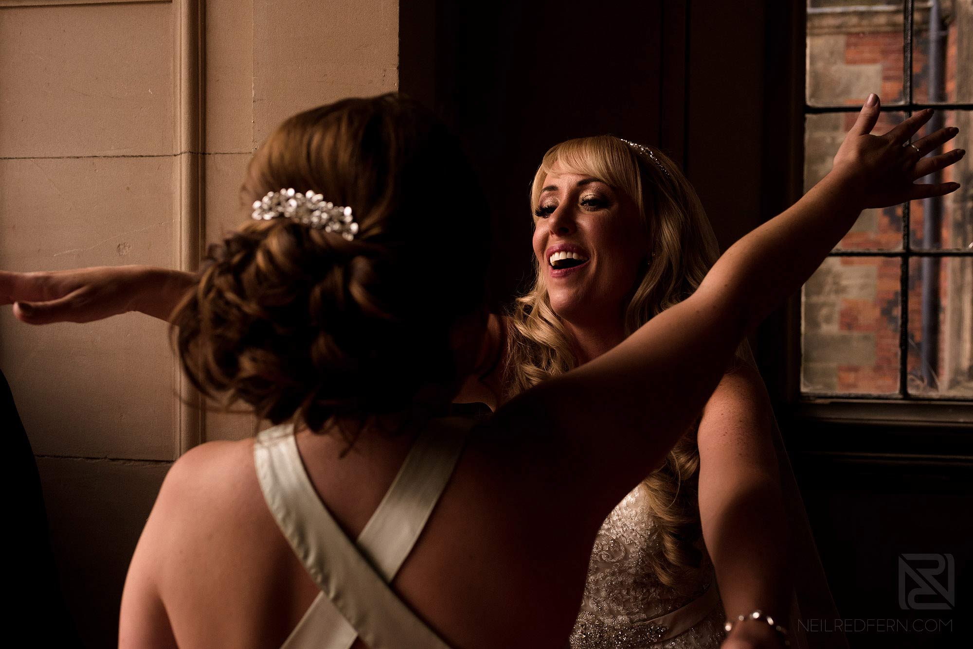 Summer wedding at Arley Hall 27 bride greeting guest during receiving line