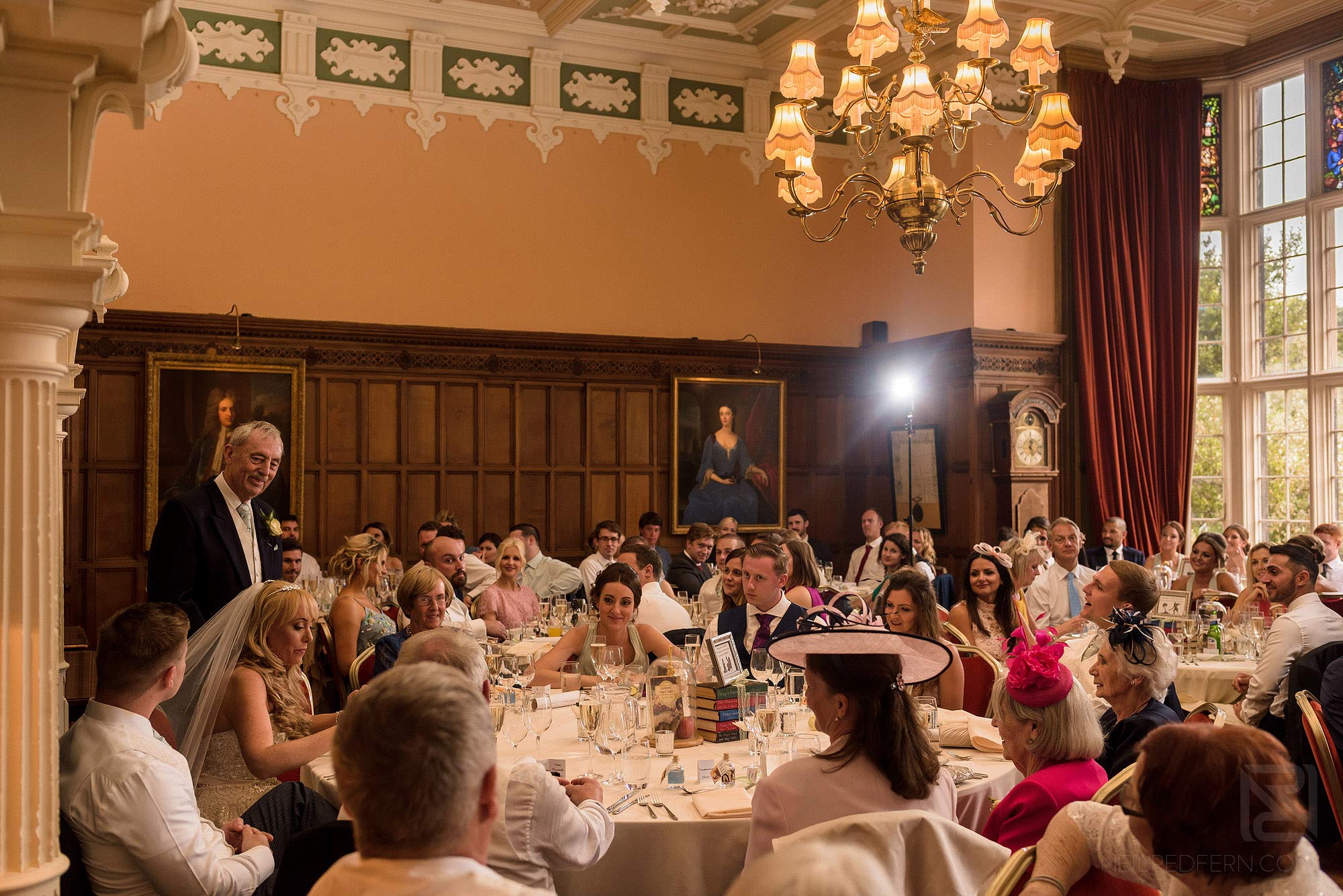 Summer wedding at Arley Hall 32 father of bride giving speech