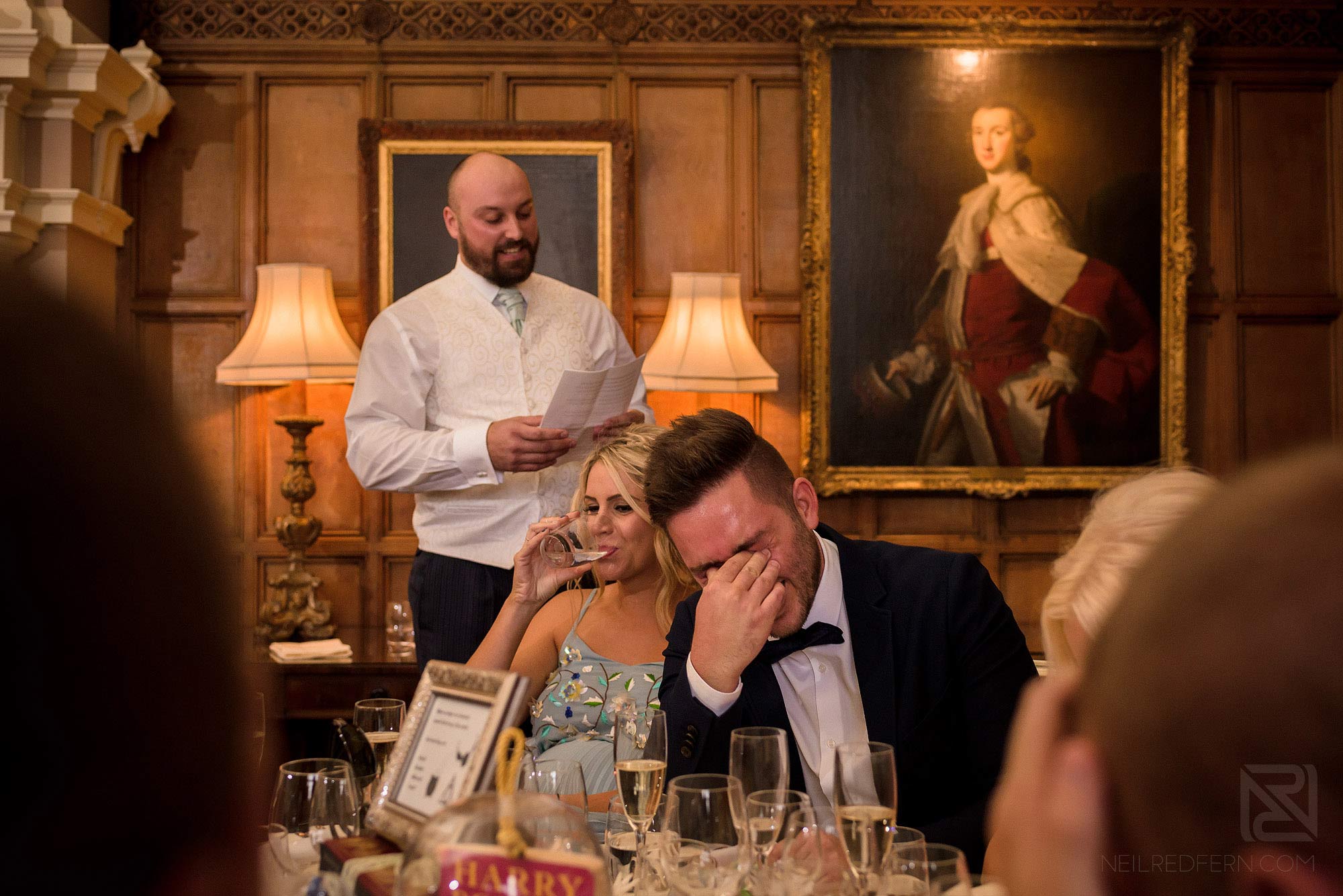 Summer wedding at Arley Hall 37 best man giving speech at Arley Hall