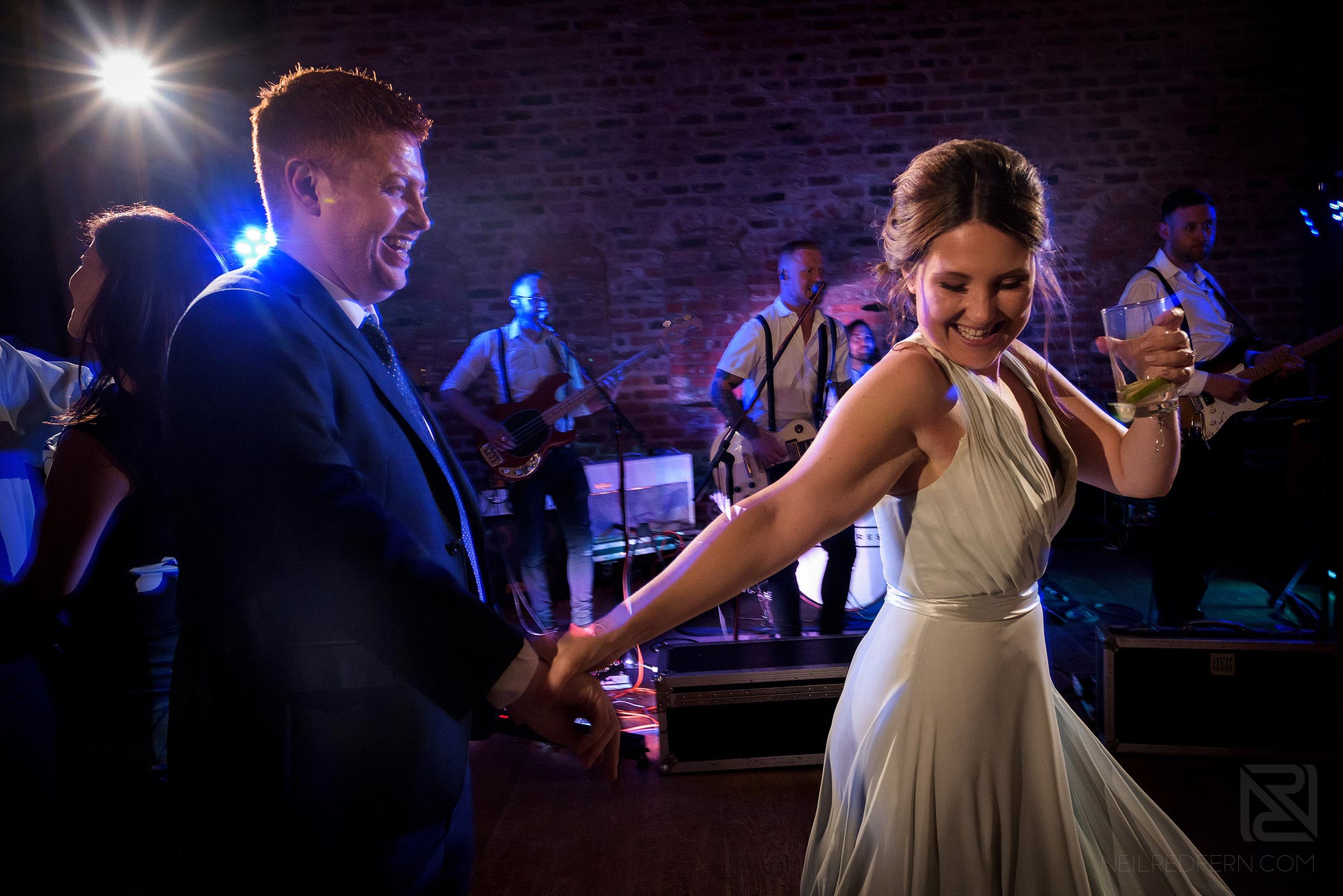 Summer wedding at Arley Hall 43 wedding guests dancing during Arley Hall wedding reception