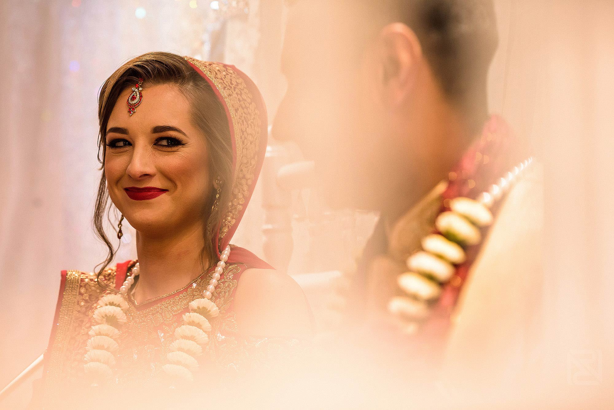 special moment between bride and groom during wedding ceremony