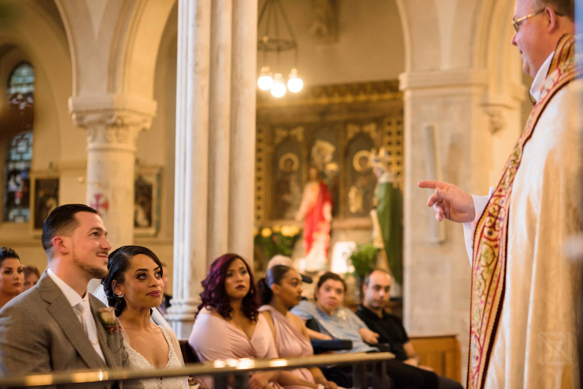 wedding ceremony inside St Mary of the Angels church