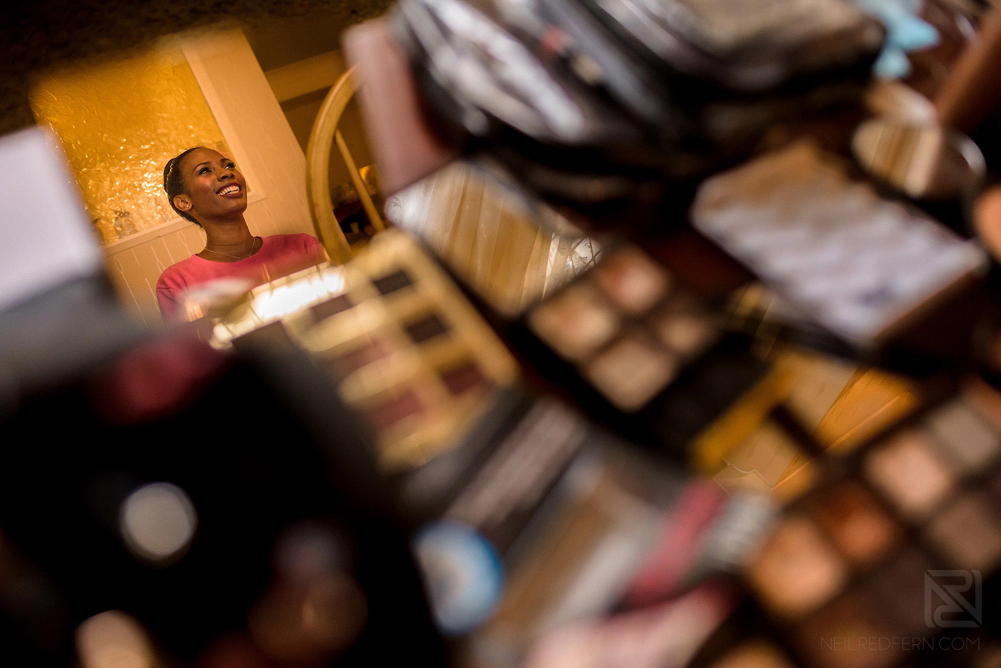 creative photograph of bridesmaid on morning of wedding