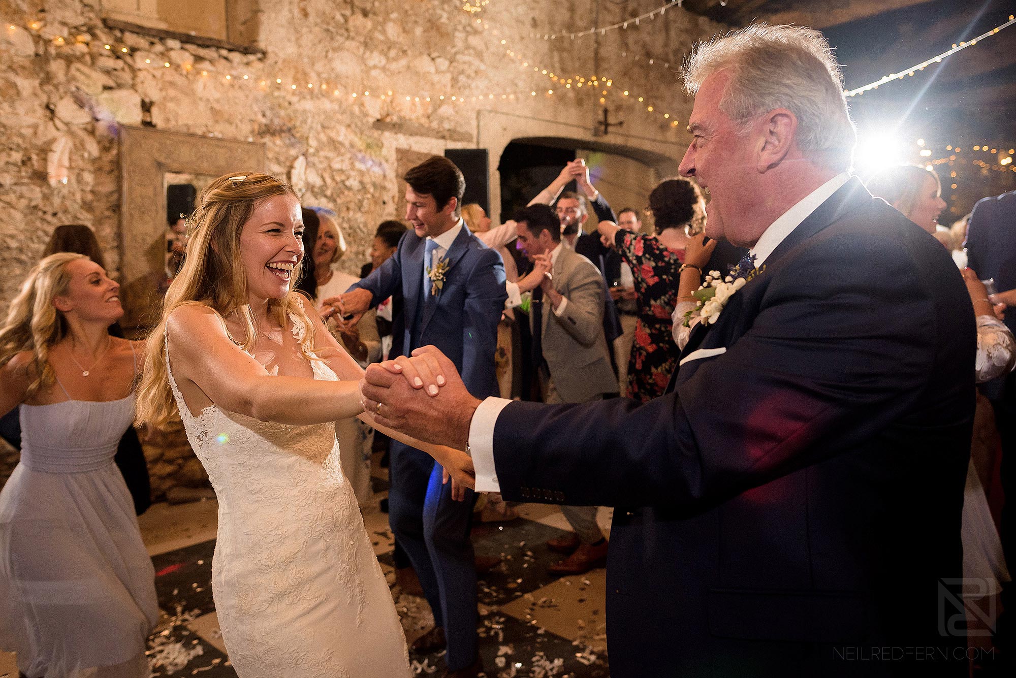 bride and father dancing