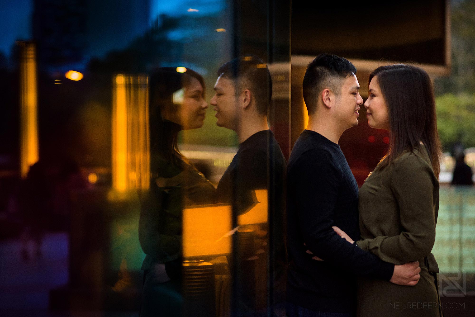 engagement portrait photo of couple at china hong kong city