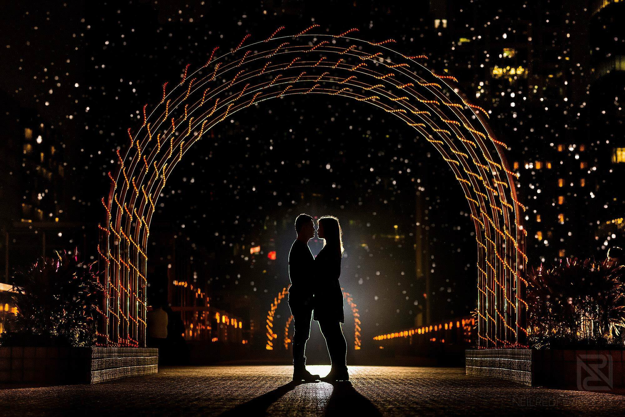 creative flash portrait of couple in Hong Kong