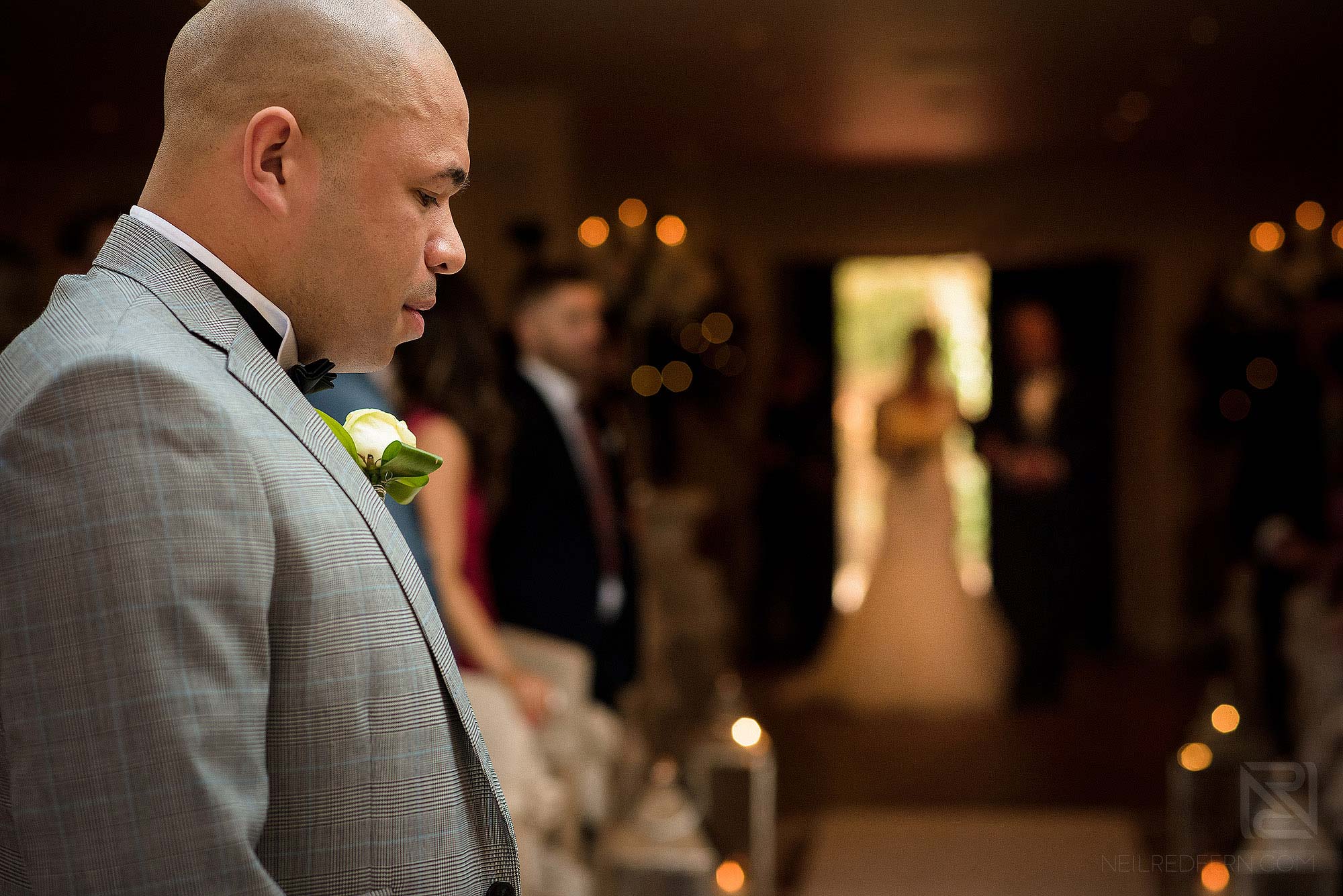 nervous groom waiting for bride