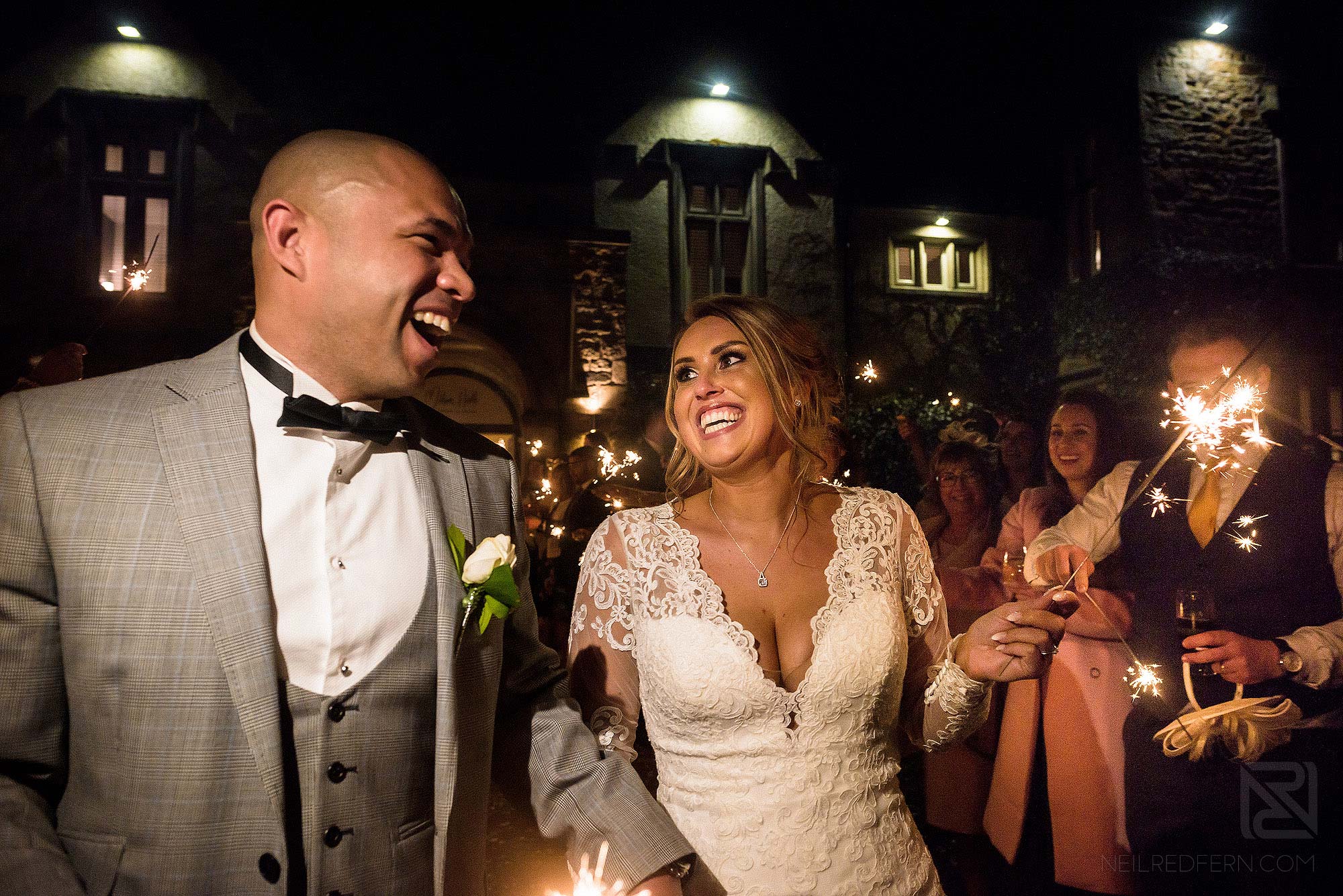 sparkler wedding photograph at Mitton Hall