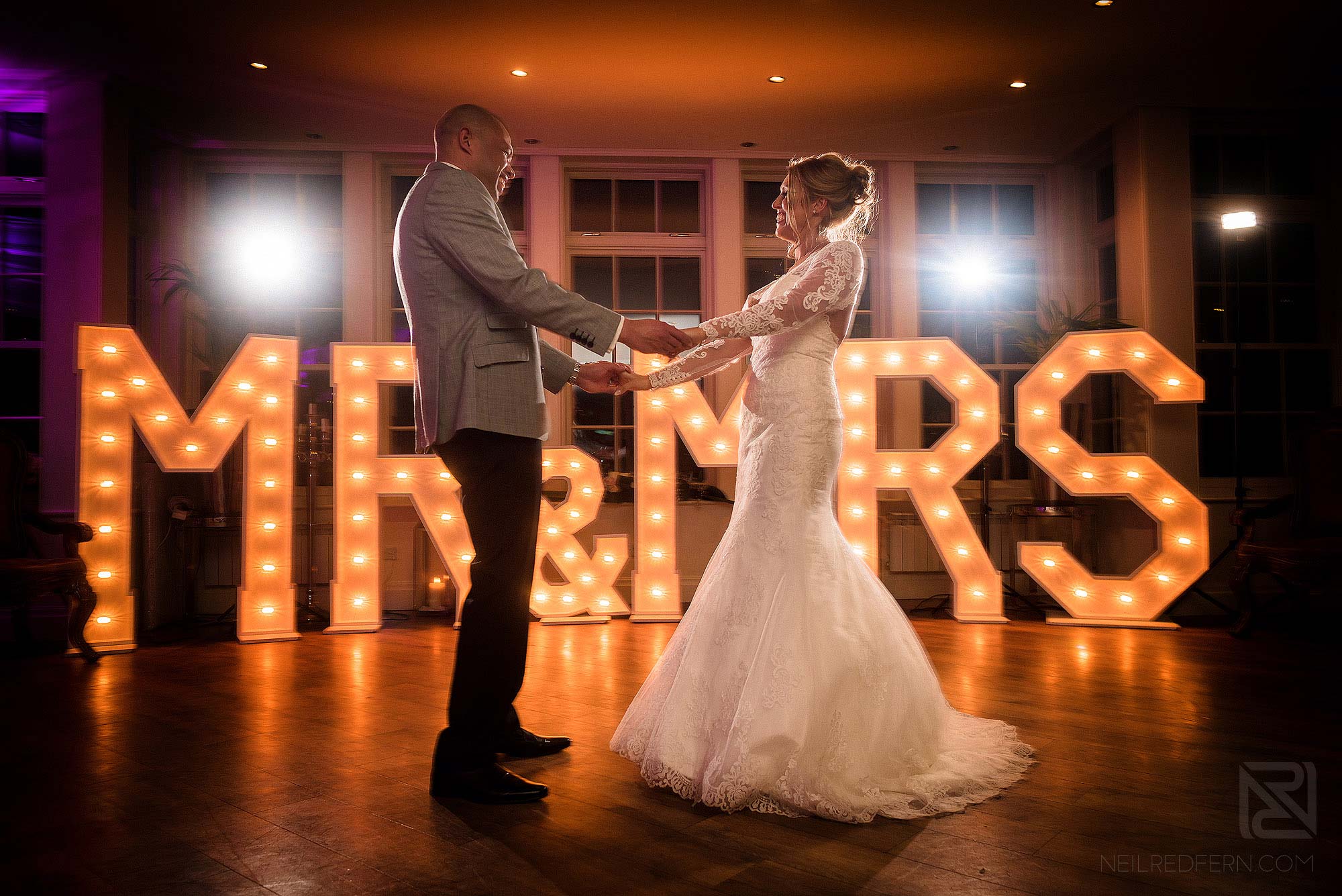 first dance by newlyweds at Mitton Hall
