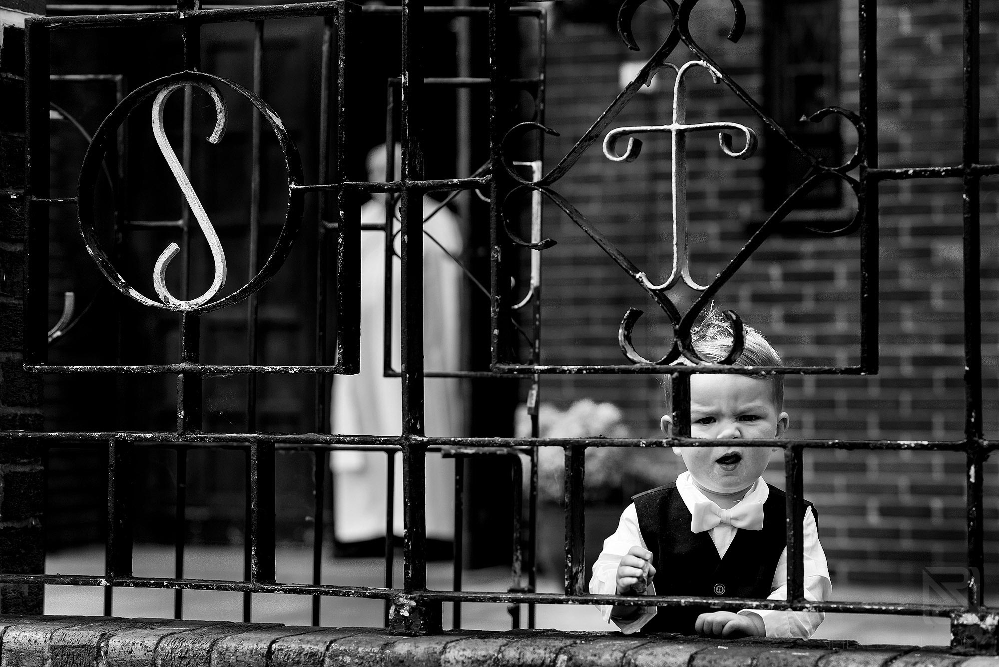 pageboy waiting outside church