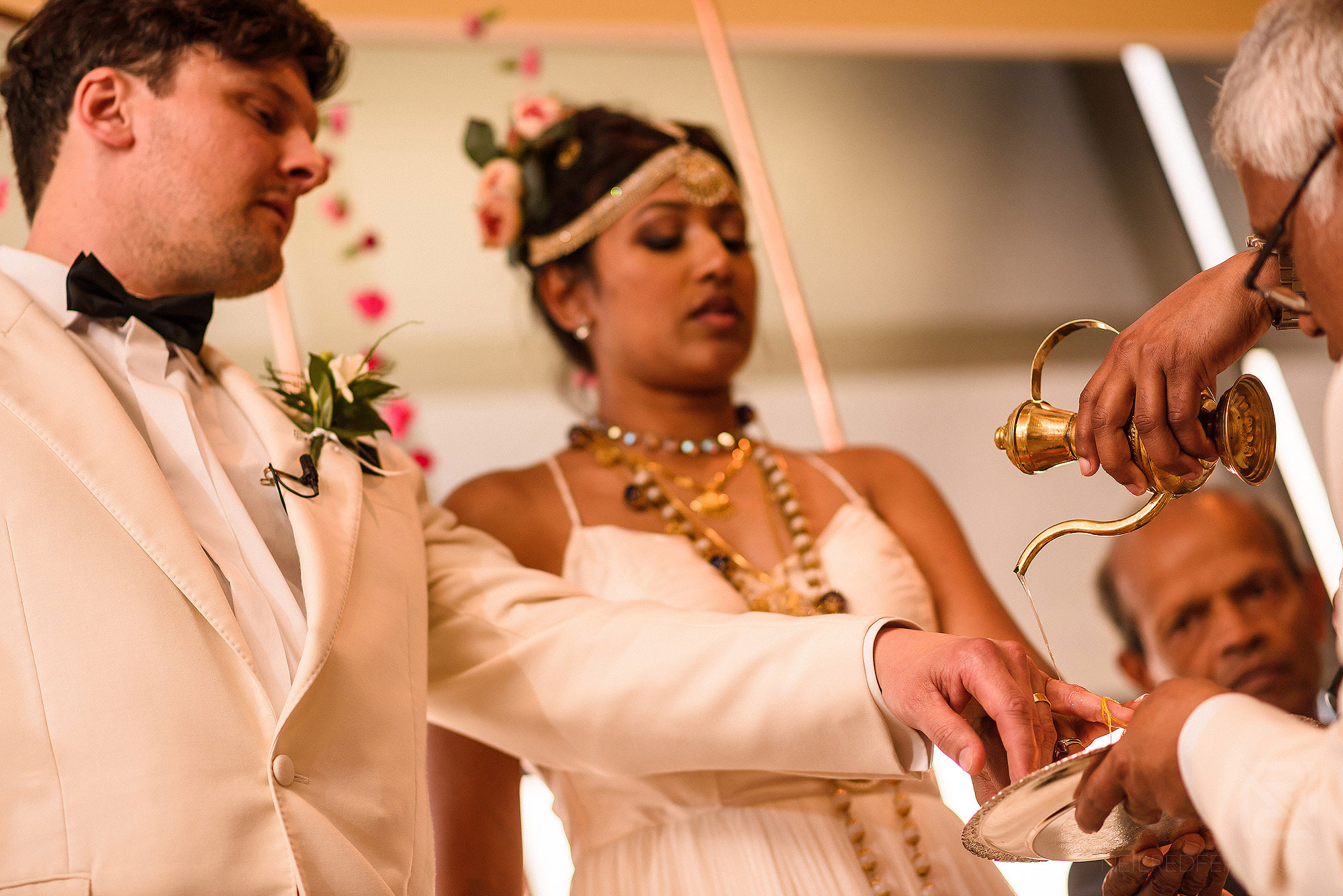 bride and groom during Sri Lankan wedding ceremony