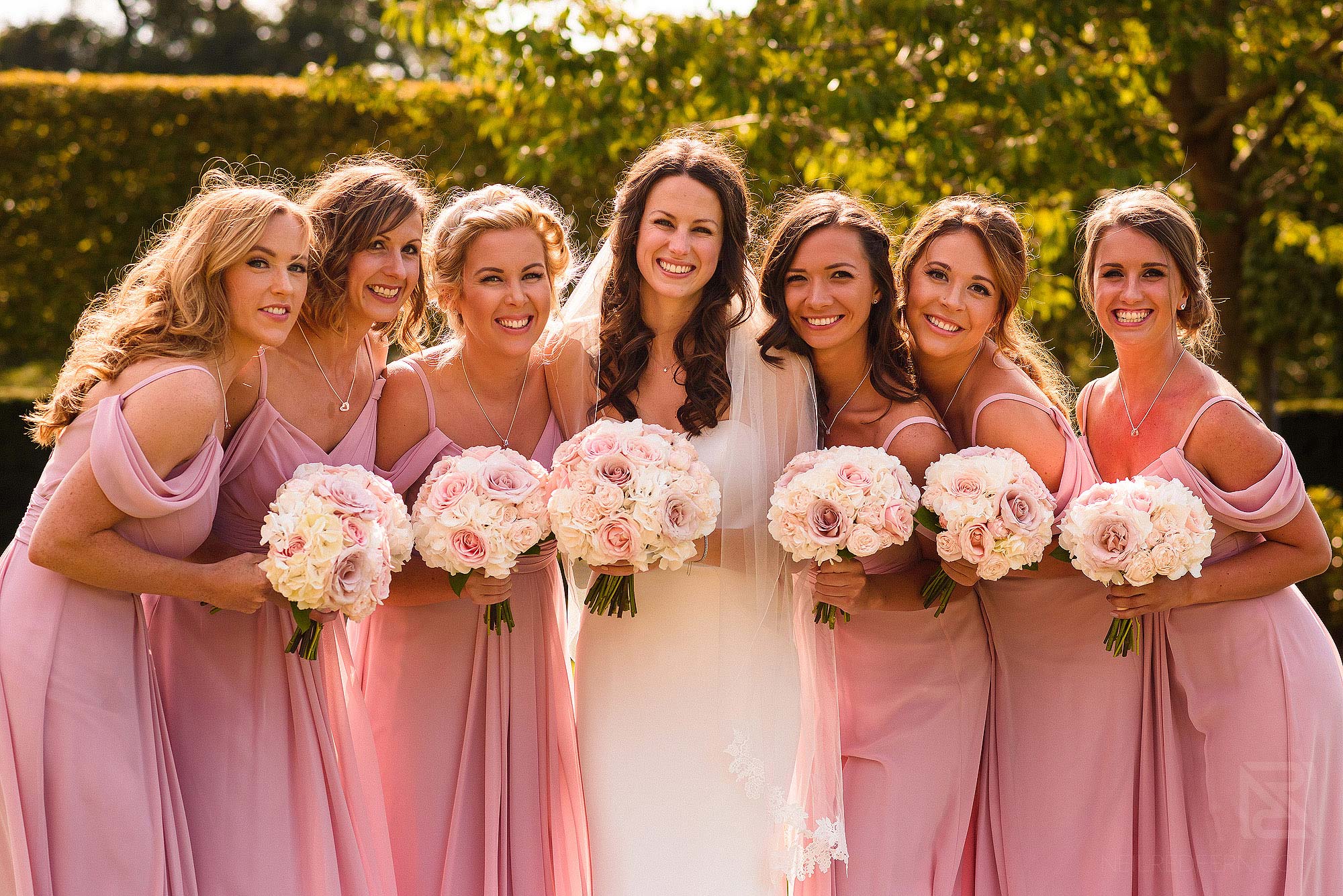 group photograph of bride and bridesmaids at Merrydale Manor