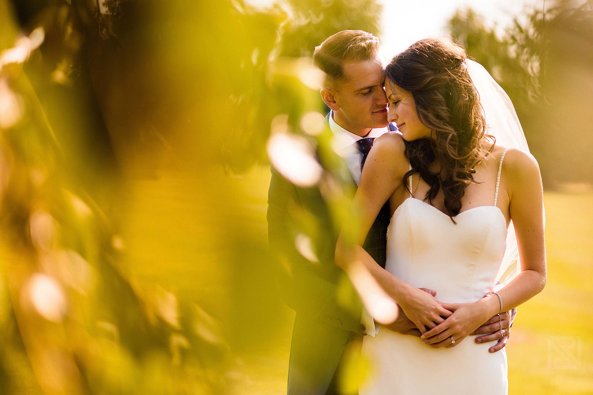 natural light portrait of bride and groom at Merrydale Manor wedding