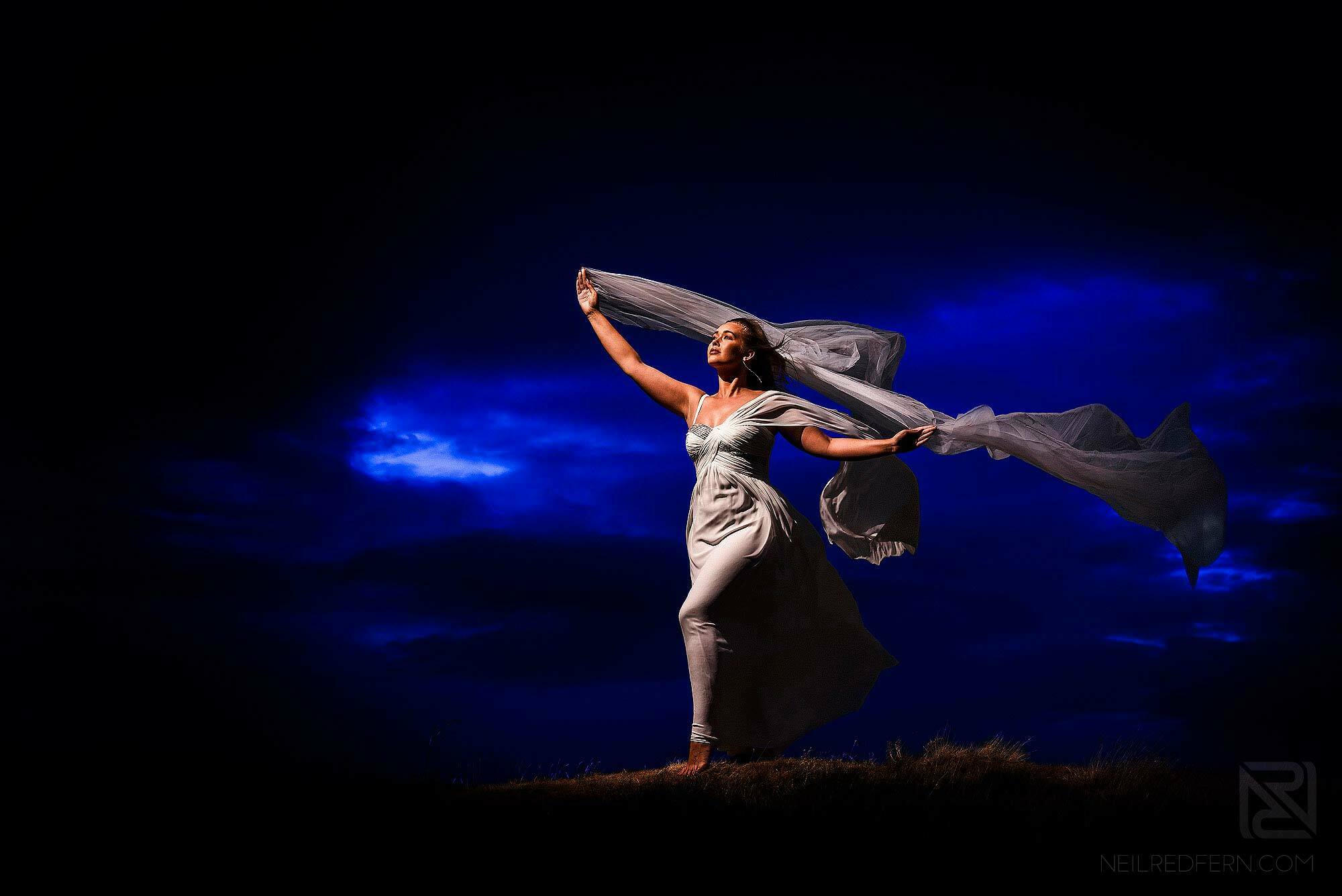 off camera flash portrait of bride