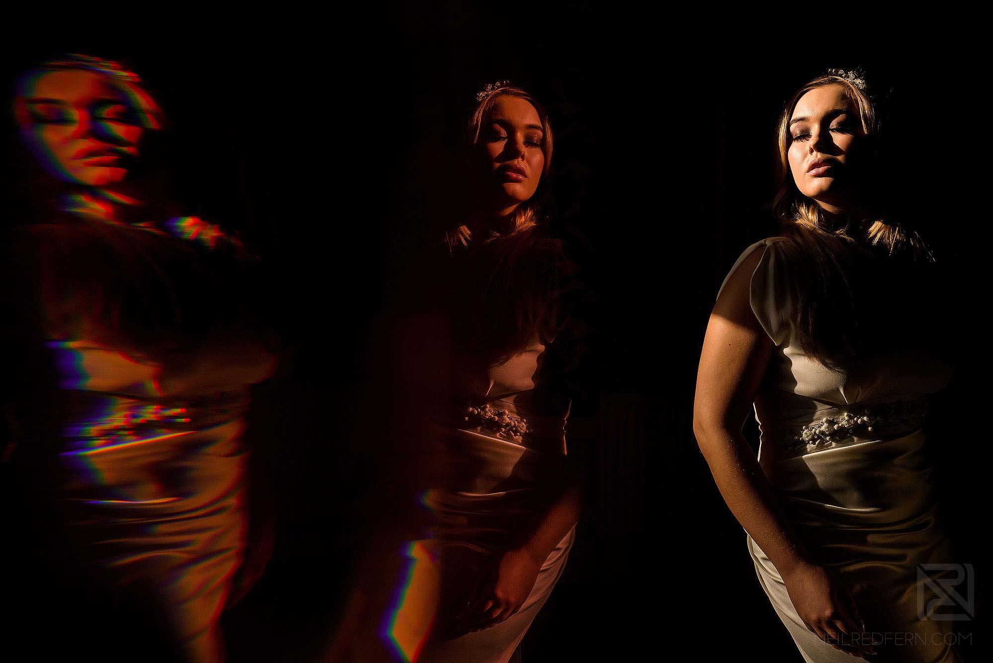 creative photograph of bride using prism