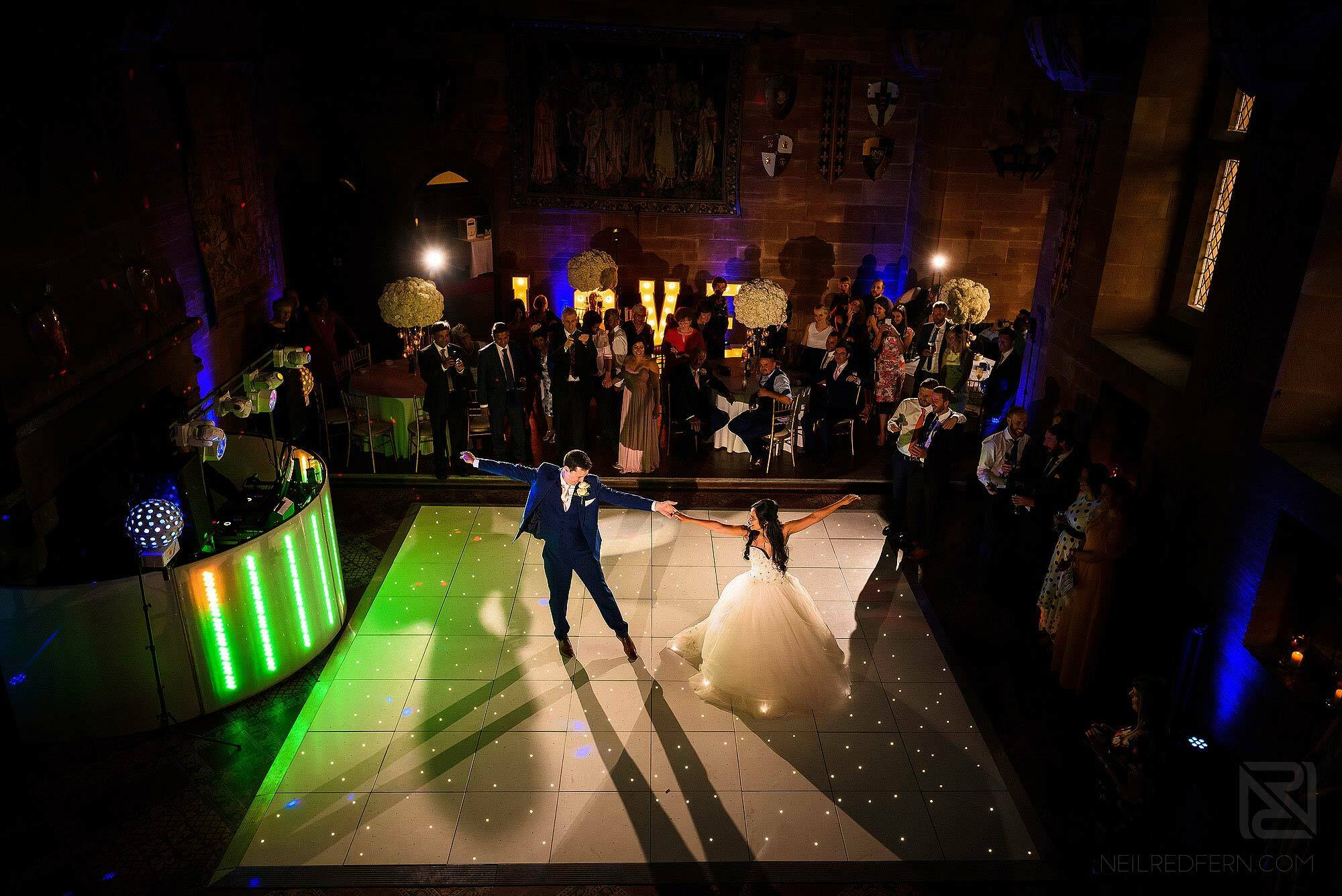 first dance at Peckforton Castle wedding