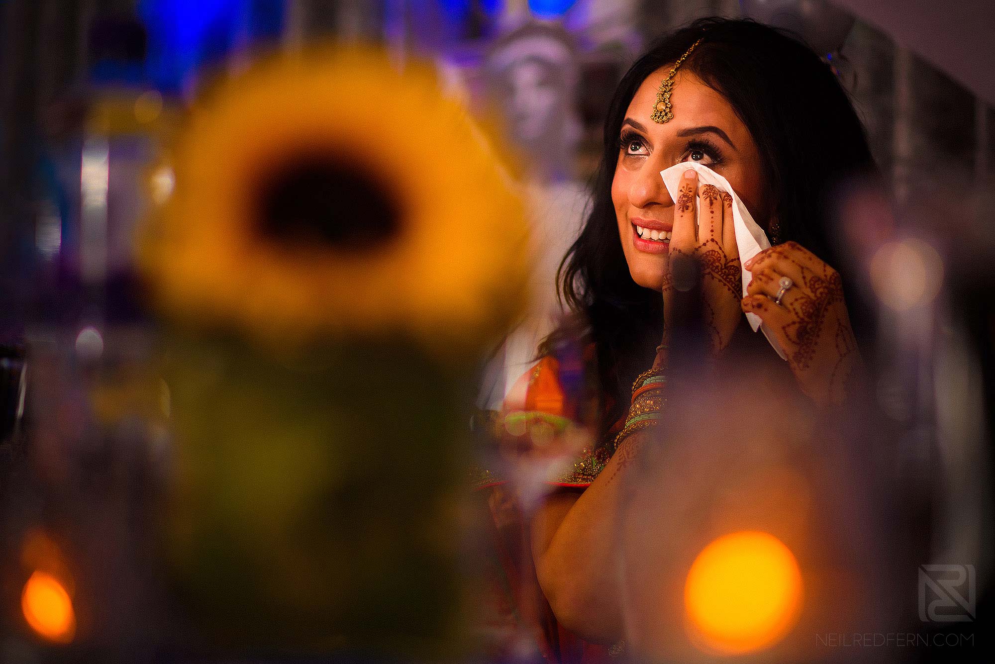 bride crying during wedding speeches