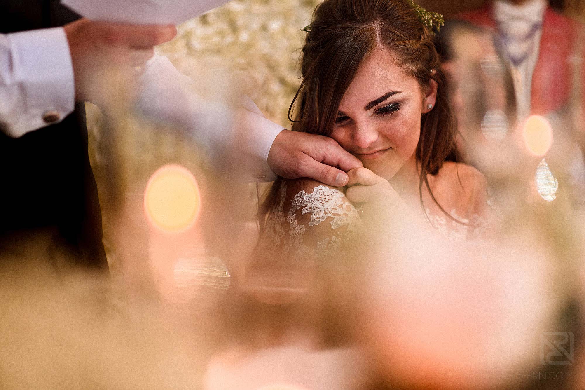 emotional moment during wedding speeches