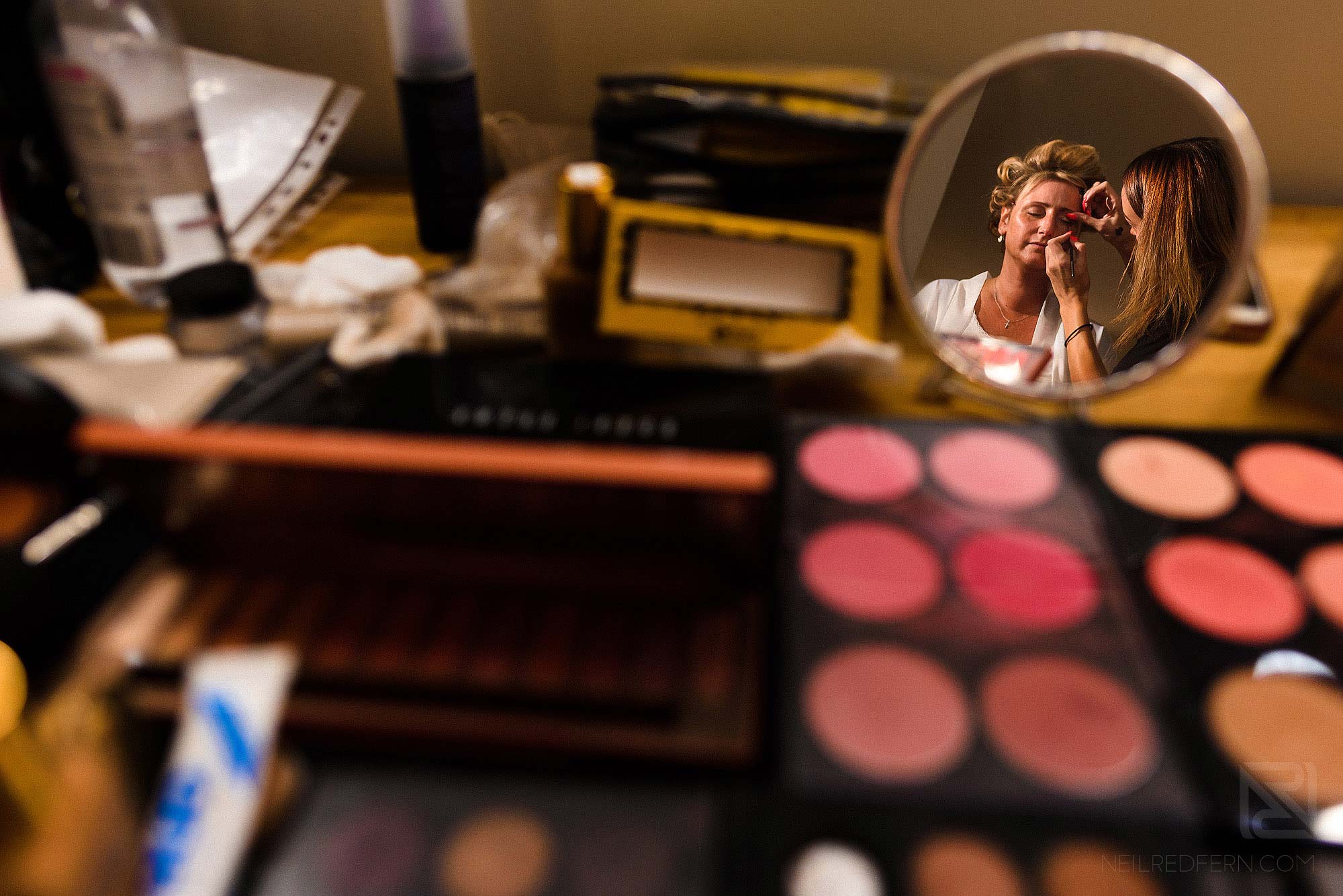 bride having make-up done at The Villa Wrea Green 