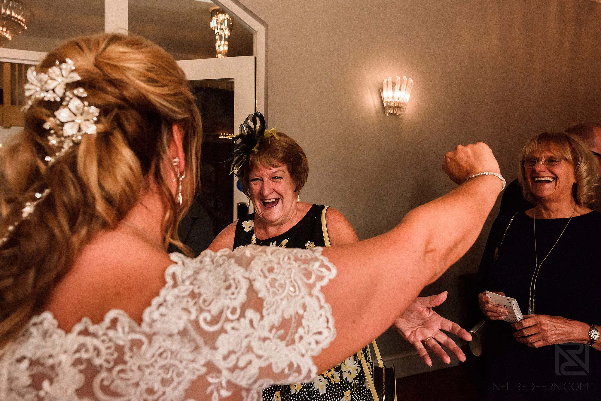 happiness and smiles after wedding ceremony at The Villa Wrea Green in Lancashire