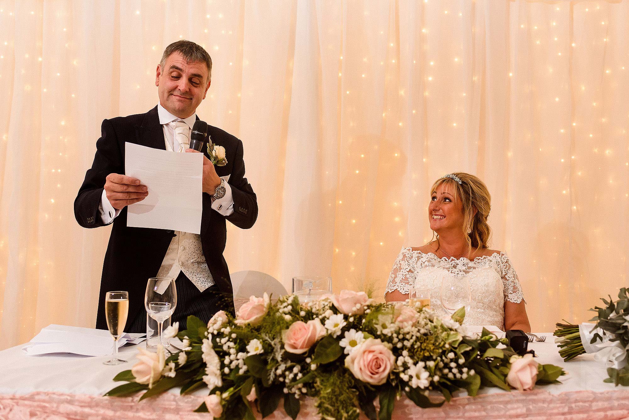 groom delivering wedding speech