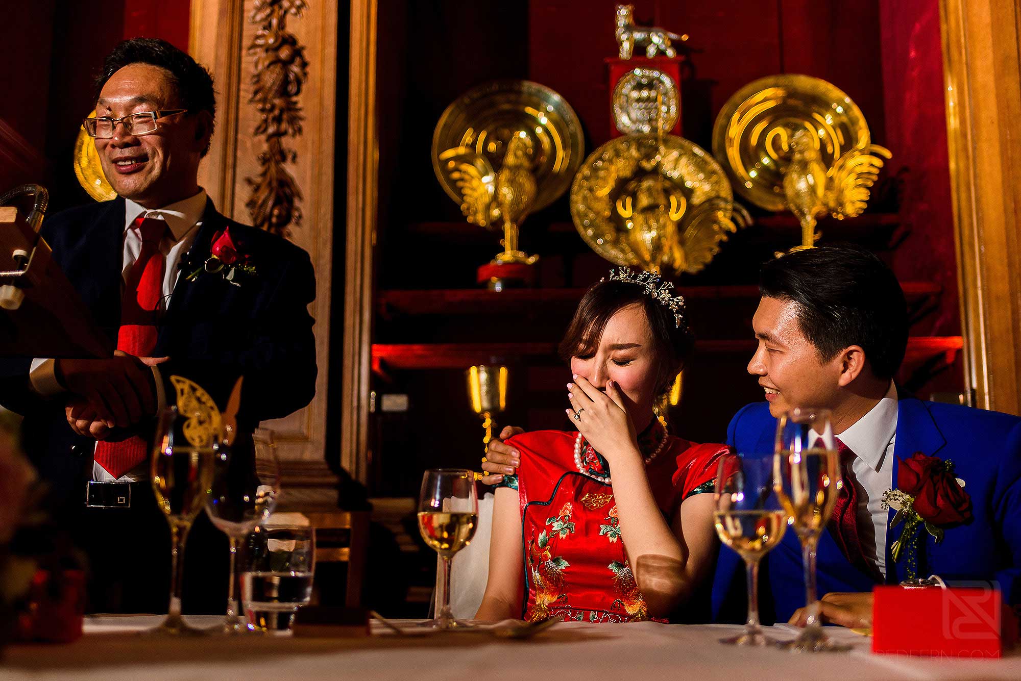 emotional moment during wedding speeches