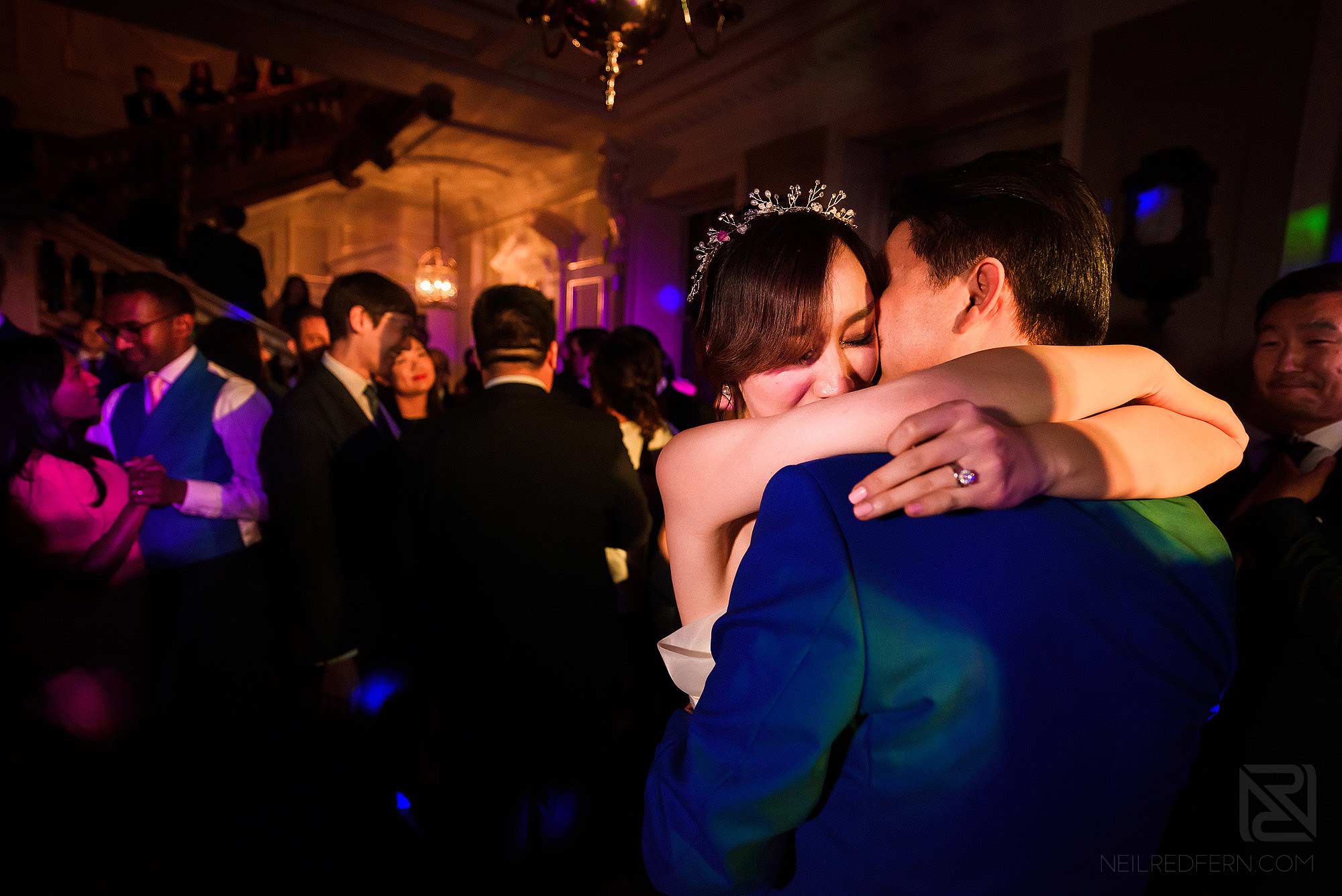 bride and groom dancing during wedding reception