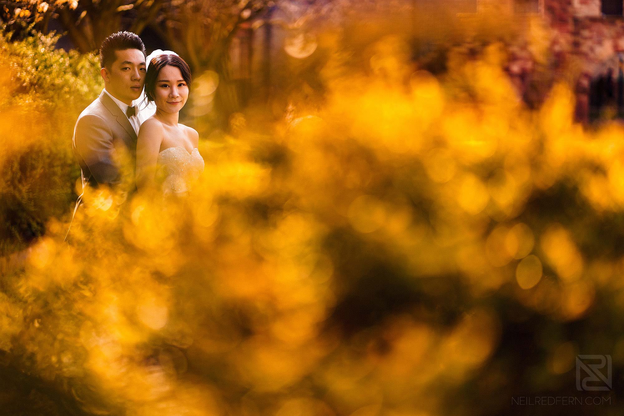 newlyweds on pre-wedding shoot in Manchester city centre