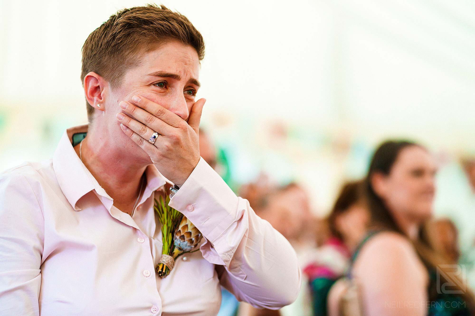 bride crying during emotional speech
