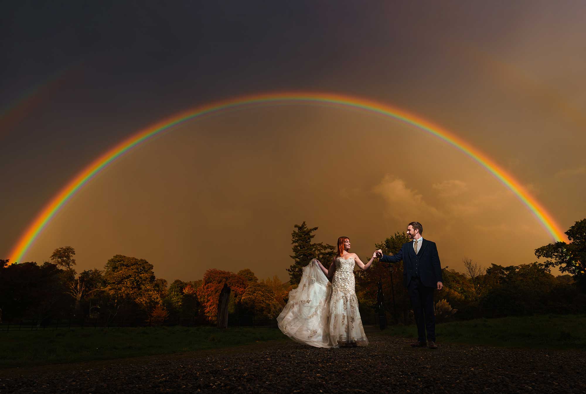 Shine-1-workshop-neil-redfern-2 bride and groom with rainbow